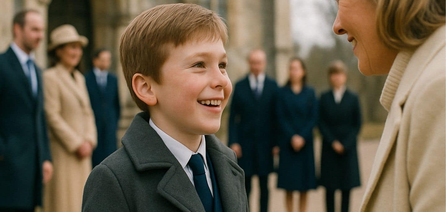 Enfant habillé pour un mariage, avec un manteau.